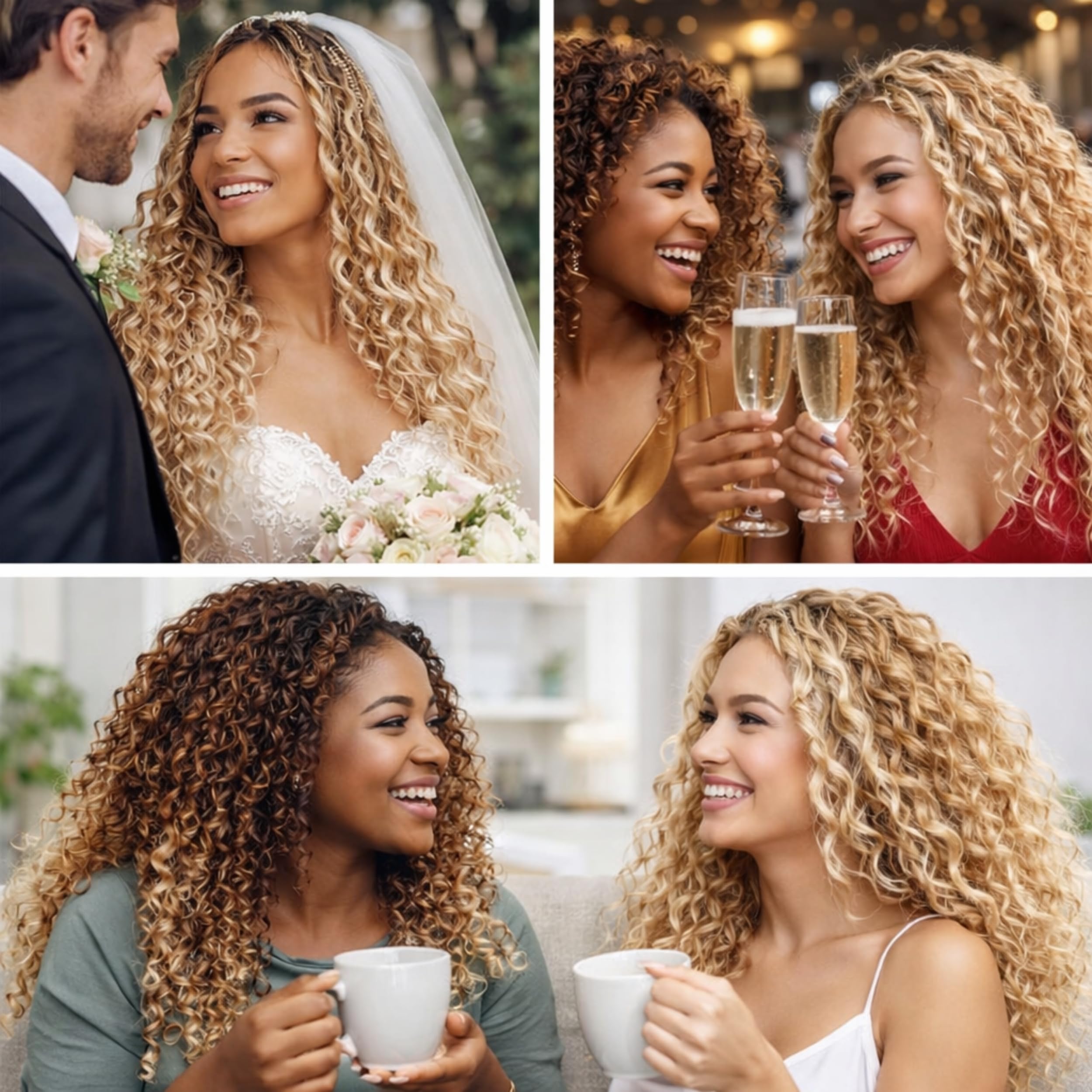 Extension Capelli Ricci Lunghi 75cm - Set 9 Pezzi 330g in Bioproteina – Look Naturale Voluminoso Ondulato – Scalatura Professionale 65/70/75cm - Effetto Riccio (Natural Black), PAMELA