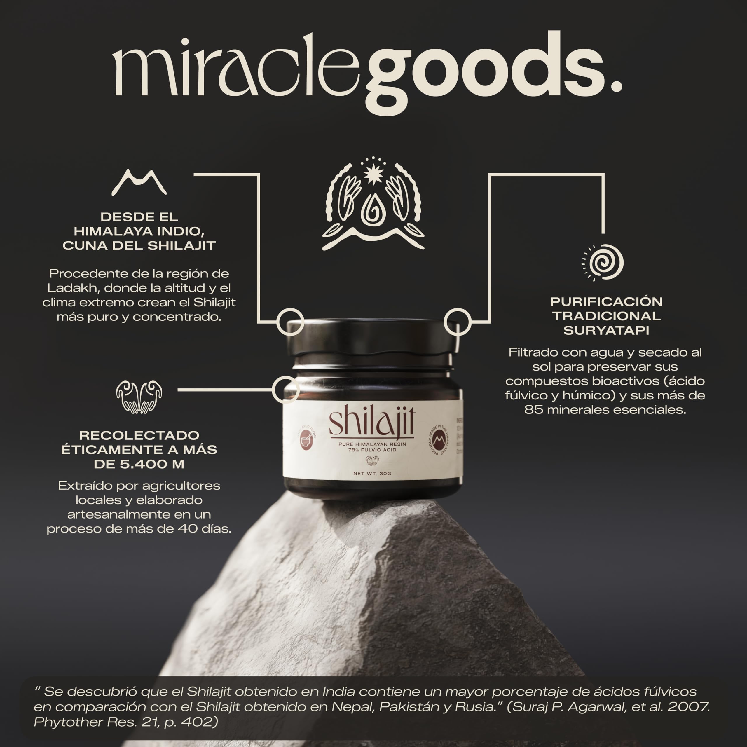 Shilajit Puro dell'Himalaya | Shilajit Resina naturale con 76% Acido Fulvico +85 Minerali | Certificato Laboratorio, Senza Metalli Pesanti | Vitalità Rinnovata e Forza Strutturale