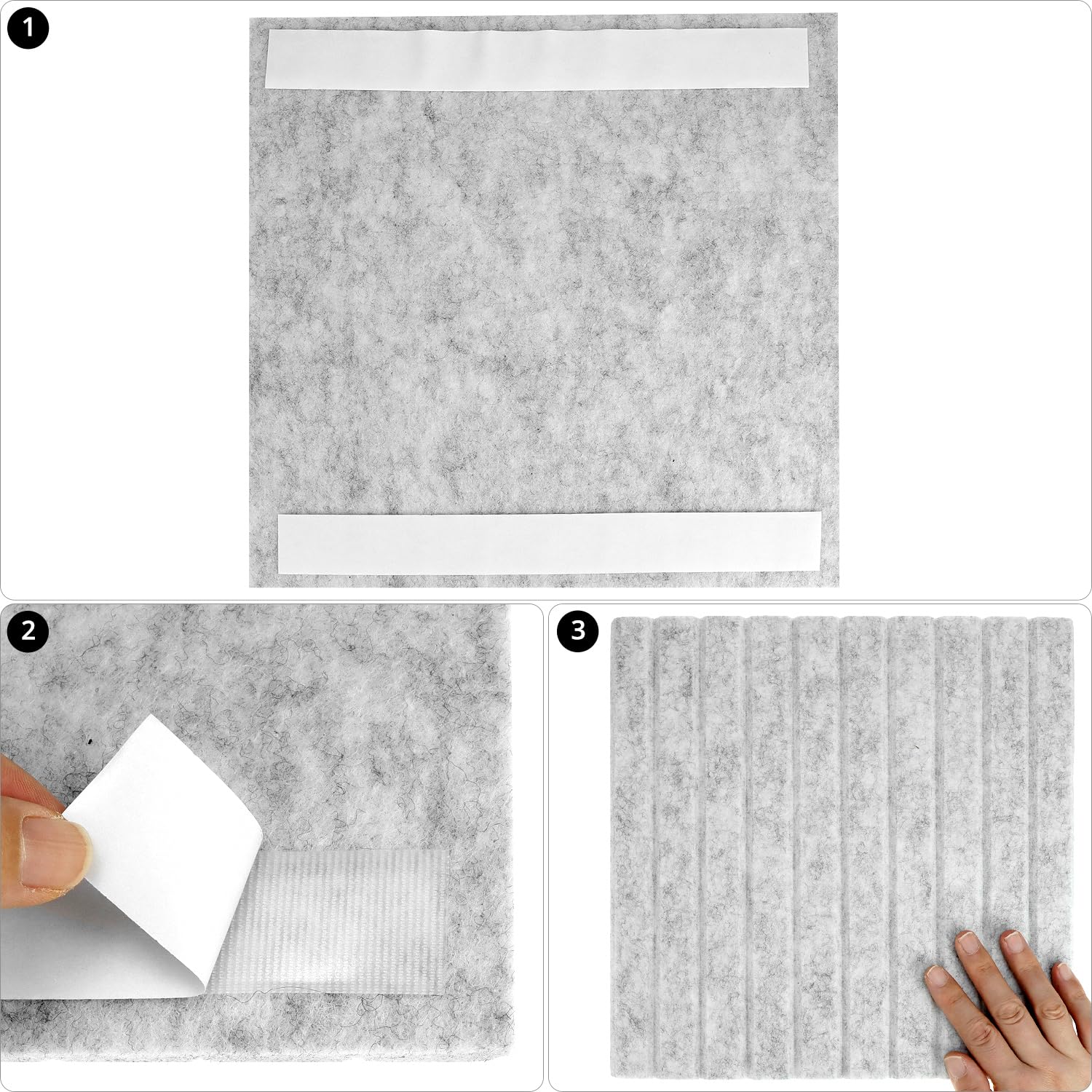 BXI Bacheca in feltro, 30 x 30 x 0,9 cm, 6 pezzi autoadesivi, spessi, robusti, con bordo smussato, per decorazione da parete in casa, ufficio e aula (Sudoku, Moonlight Grey