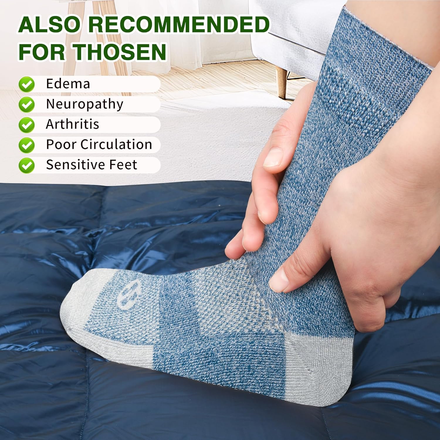 Diabetic Socks for Men,4 Pairs Crew Diabetic Neuropathy Socks for Men Size 9-11/10-13/13-15. - Image 5