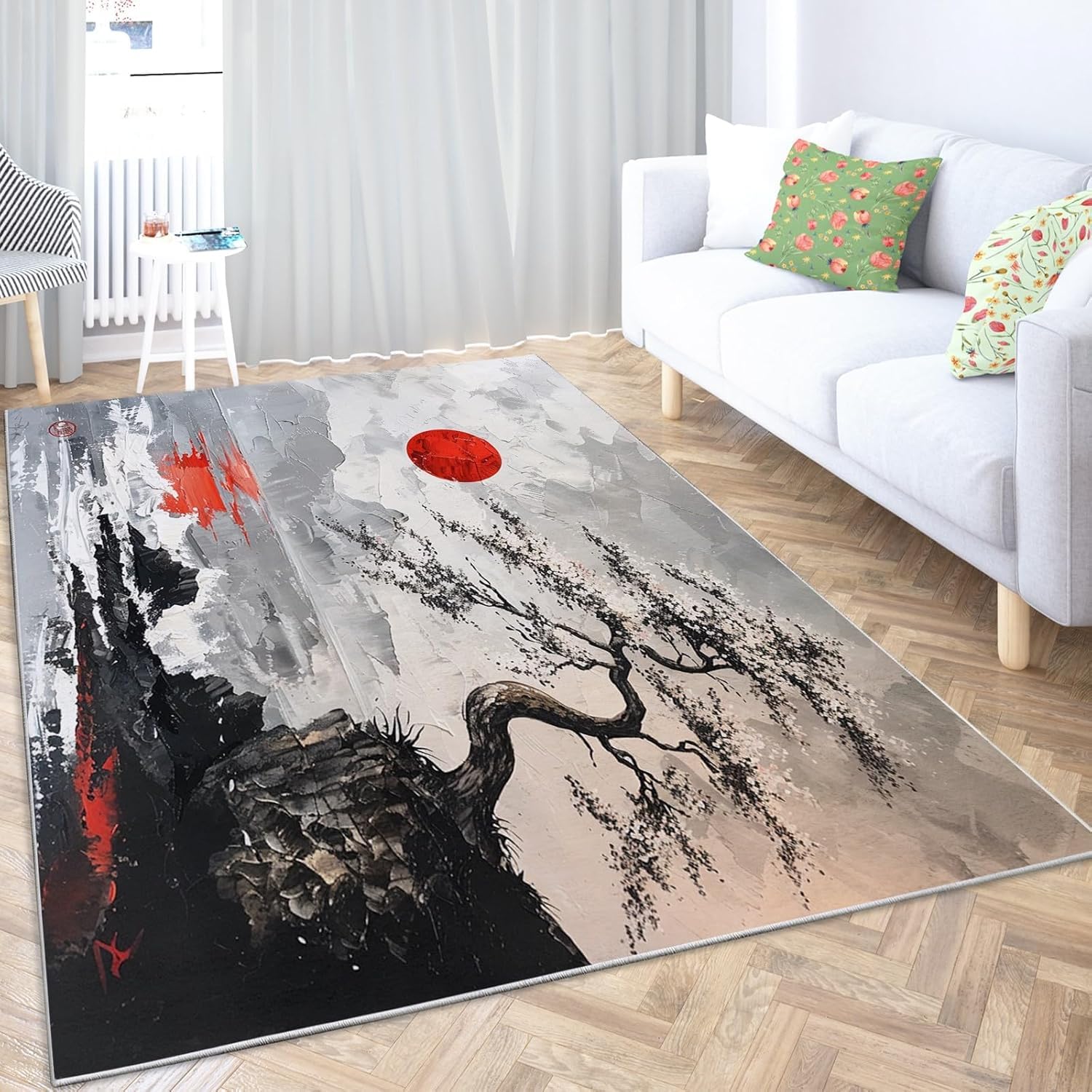 Tapis De Zone, Tapis 3D Paysage De Lune De Mer Imprimé Décor À La Maison Antidérapant Doux, Tapis pour Chambre d'enfant - Polyester Doux Au Toucher Facile À Nettoyer 90 X 150 Cm -42344526976