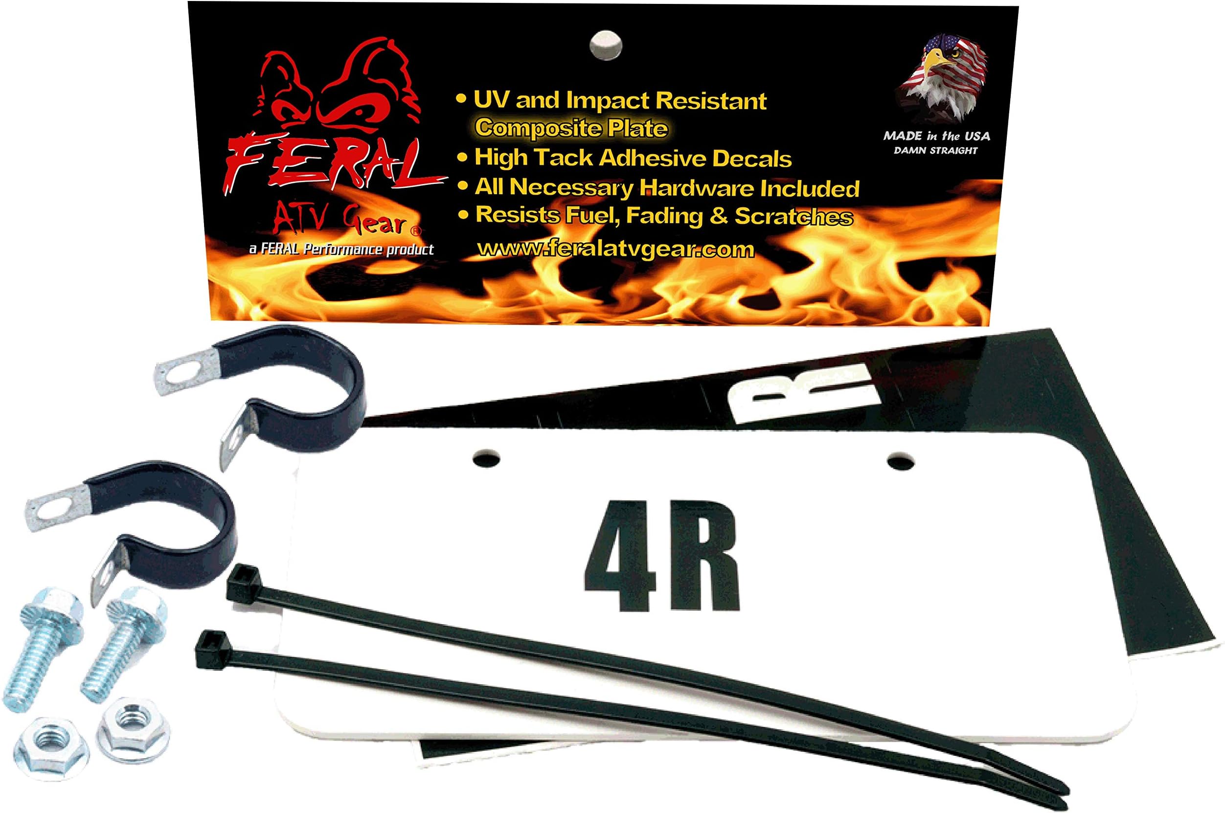 License Plate Kits (White or Black - Composite or Aluminum) Letters, Numbers and Hardware Included - ATV/UTV Personal License Plate - Side by Side Custom Number Kit (White, Composite)