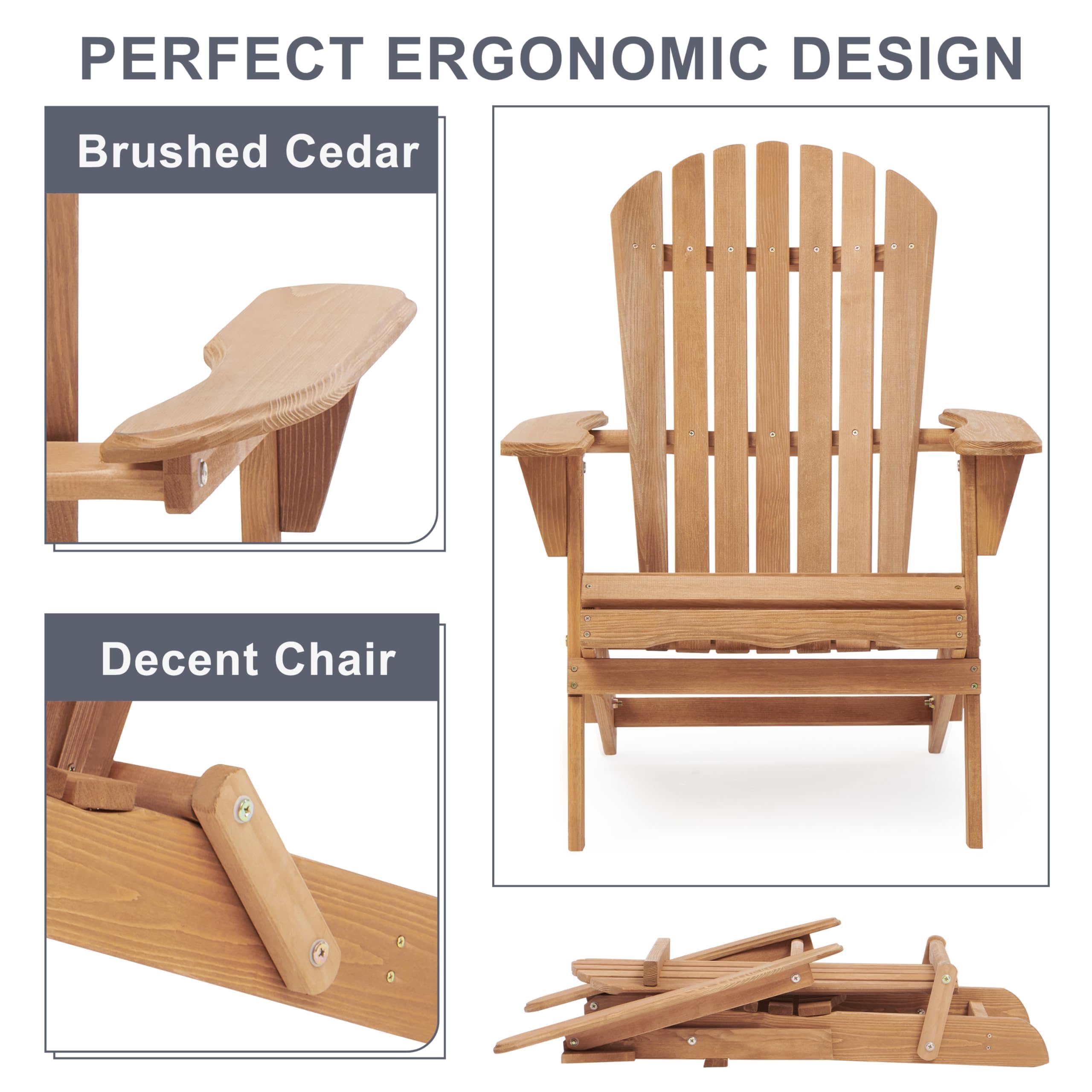 Sedia da Giardino Adirondack con Cuscini Legno Massello Acacia CFW40380 Sedia da Giardino Adirondack con Cuscini Legno Massello Acacia CFW40380