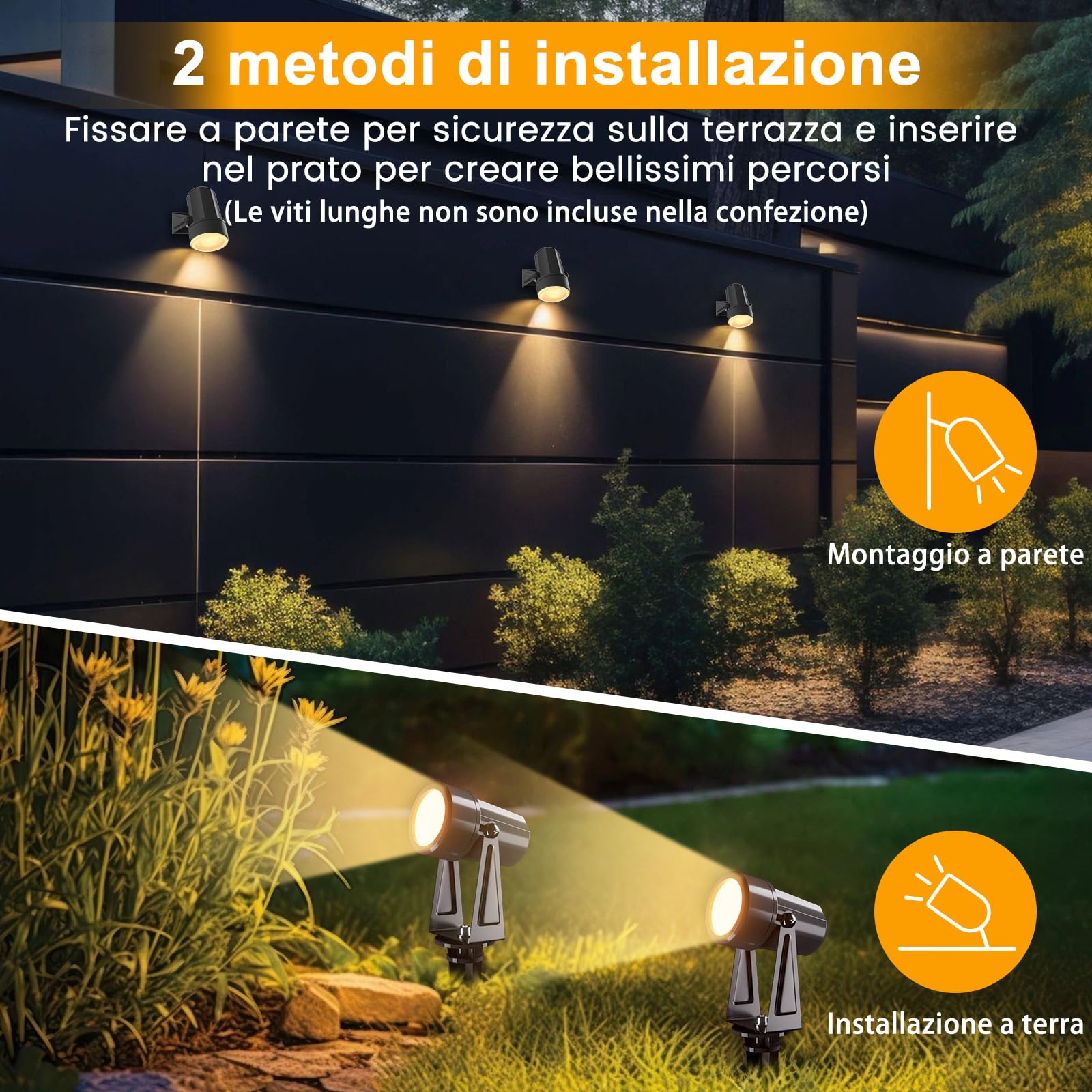Illuminazione da giardino con alimentazione 35M, 3W*10 pezzi Faretti da esterno con Funzione telecomando e timer 3000K Bianco caldo, IP65 Impermeabili per sentieri, prati, cortili, terrazze