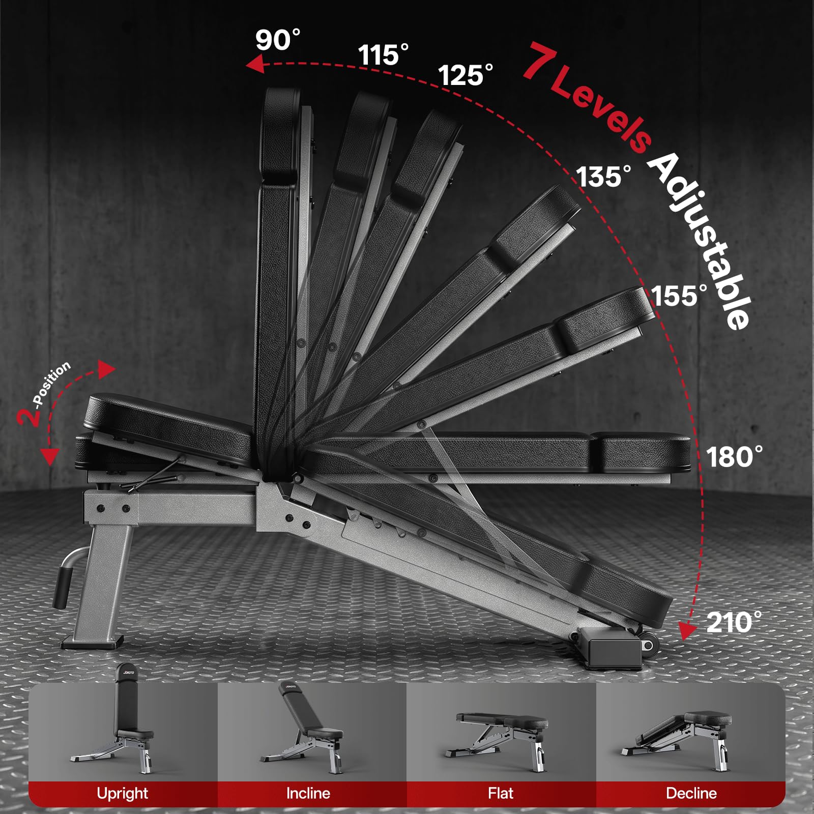 JOROTO Adjustable Weight Bench - 1300LBS Heavy Duty Workout Bench