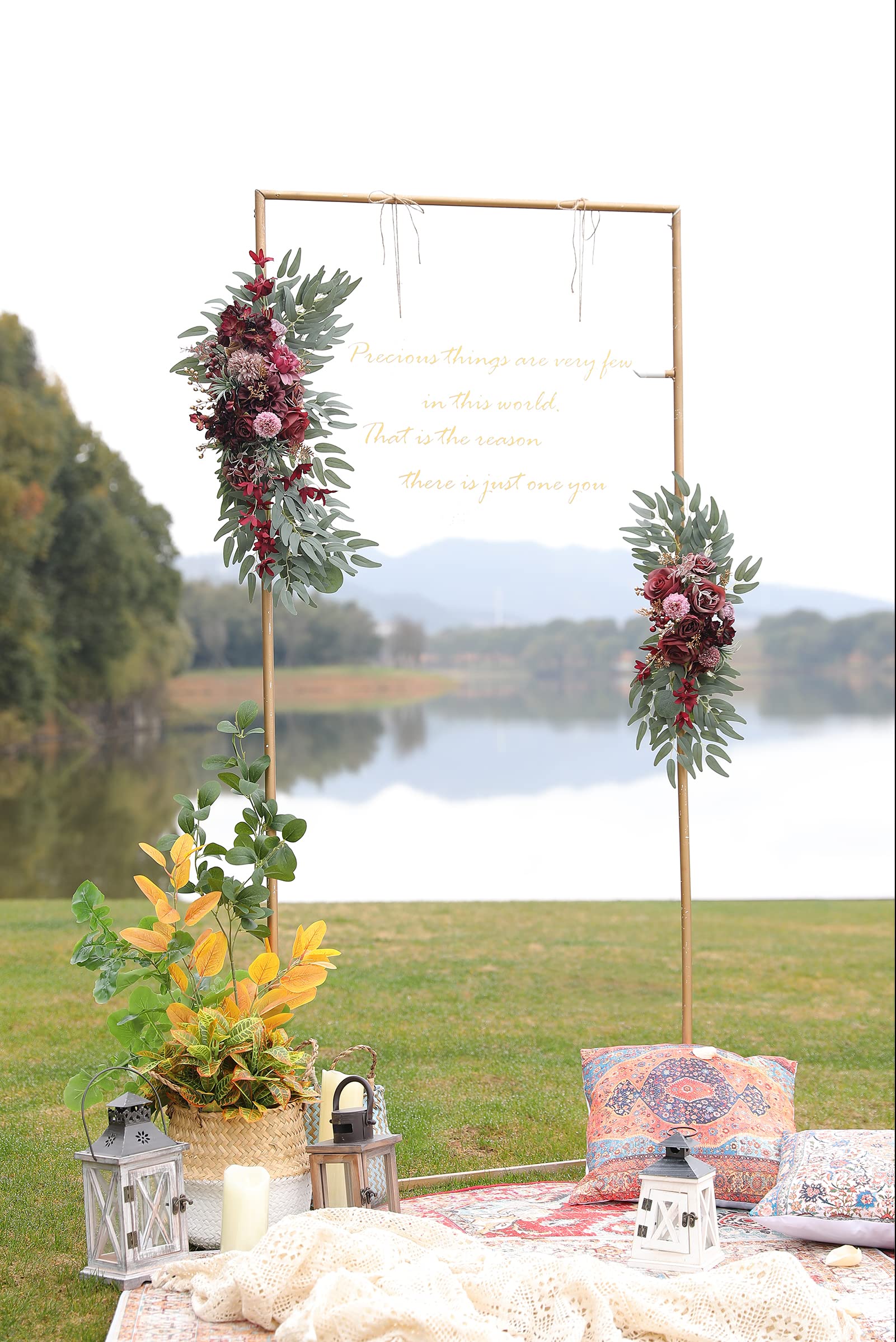 Serra Flora Artificial Flower Swag Wedding Arch Flowers Kit (Pack of 2) for DIY Burgundy Rose Arrangements Party Welcome Ceremony Sign and Reception Backdrop Floral Decoration