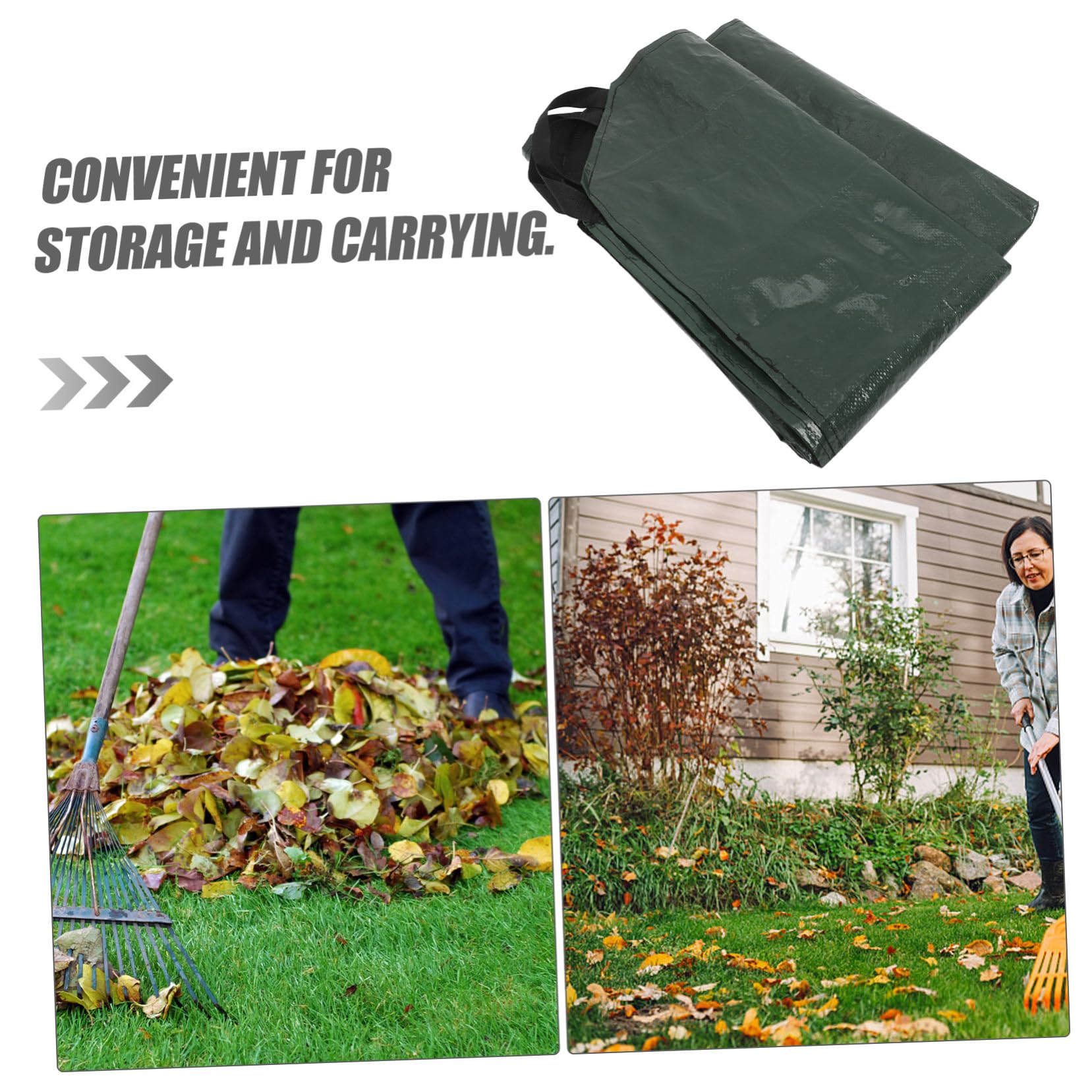 Paquet Grand Format de Ramassage de Feuilles avec Poignées Pliable Pe Vert | Feuilles et Déchets de Jardin, Transport Facile, Usage Cour, Terrasse, Réutilisable, Capacité Élevée