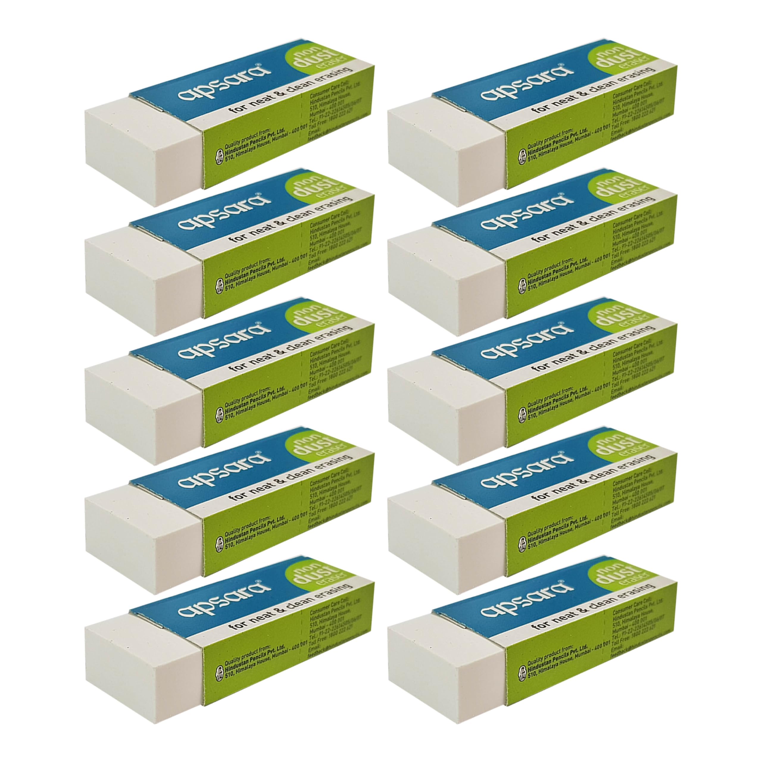 Comfy Erasers, White, Pack of 10, Large, Soft Rubber Pencil Erasers Multipack, Perfect for School Office Home Everyday Use, iZOFAX Black Ball Pen