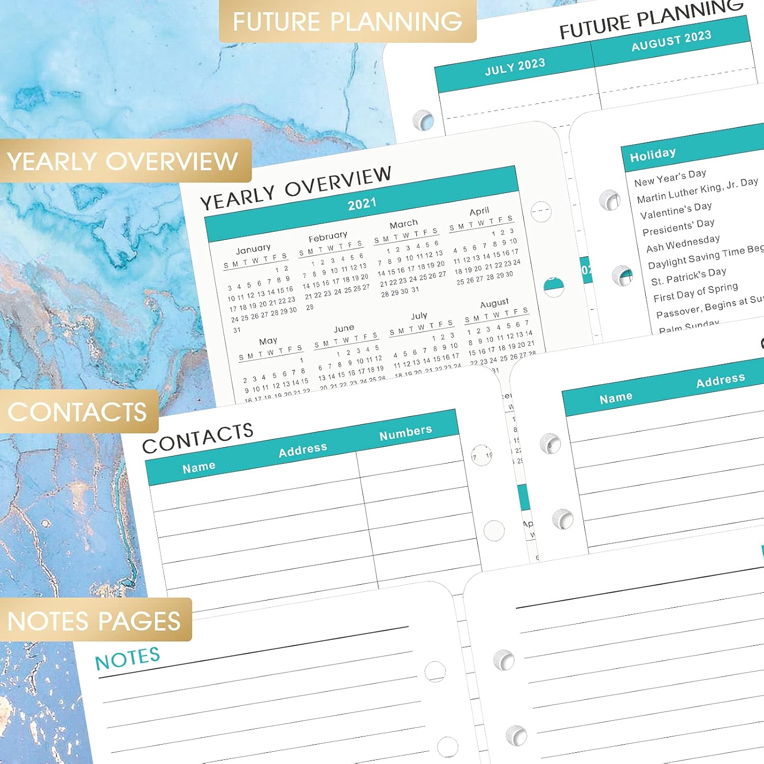 2021-2022 Monthly Planner Refill - 18-Month Planner Refills with Tabs, 3-3/4" x 6-3/4", Jul. 2021 - Dec.2022, A6 Planner Inserts, Two Pages Per Month, 6-Hole Punched Paper : Office Products