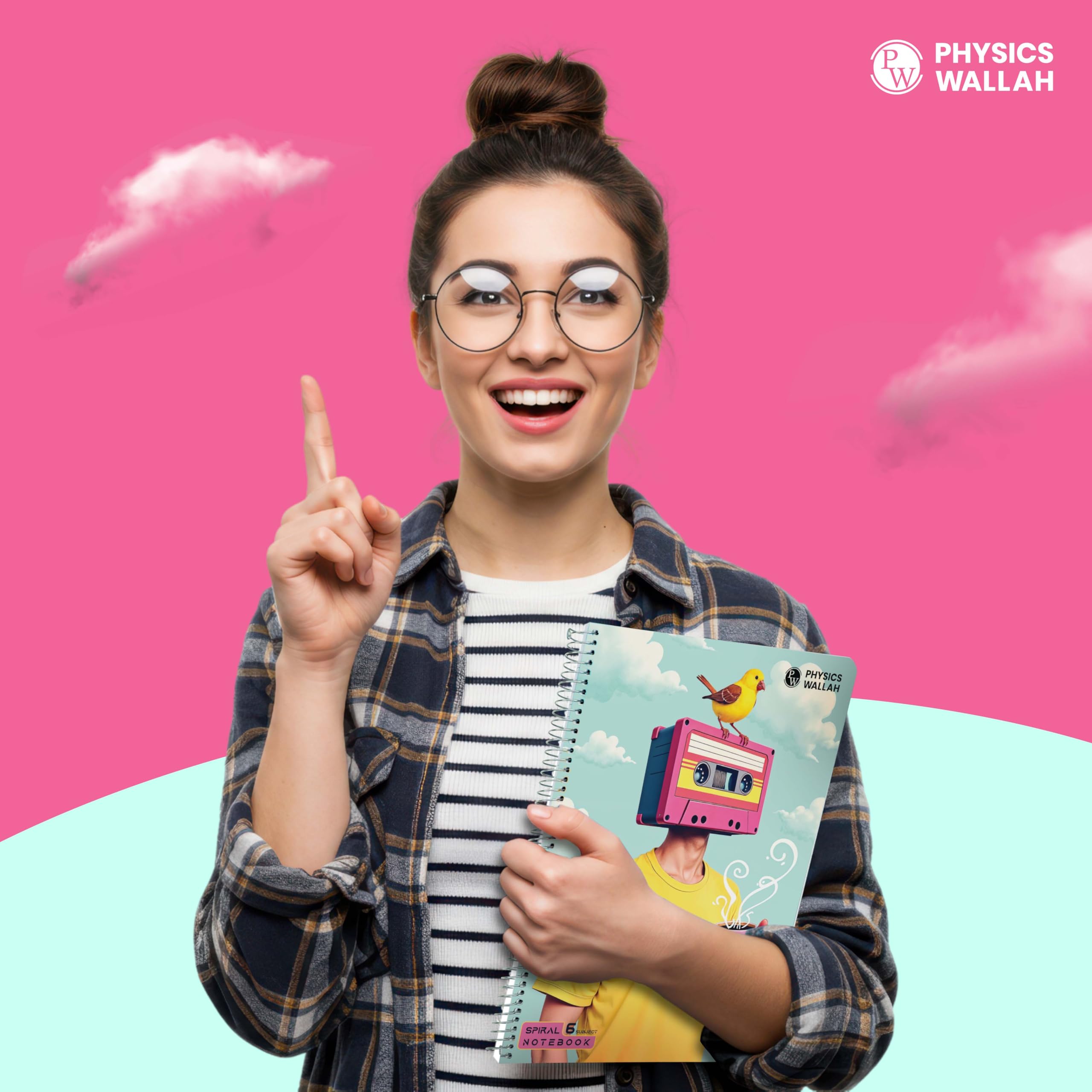 Physics Wallah - Set di 3 quaderni a spirale formato A4, 300 pagine, 6 soggetti, a righe, per studenti e ufficio, copertina in plastica, per scrivere e prendere appunti