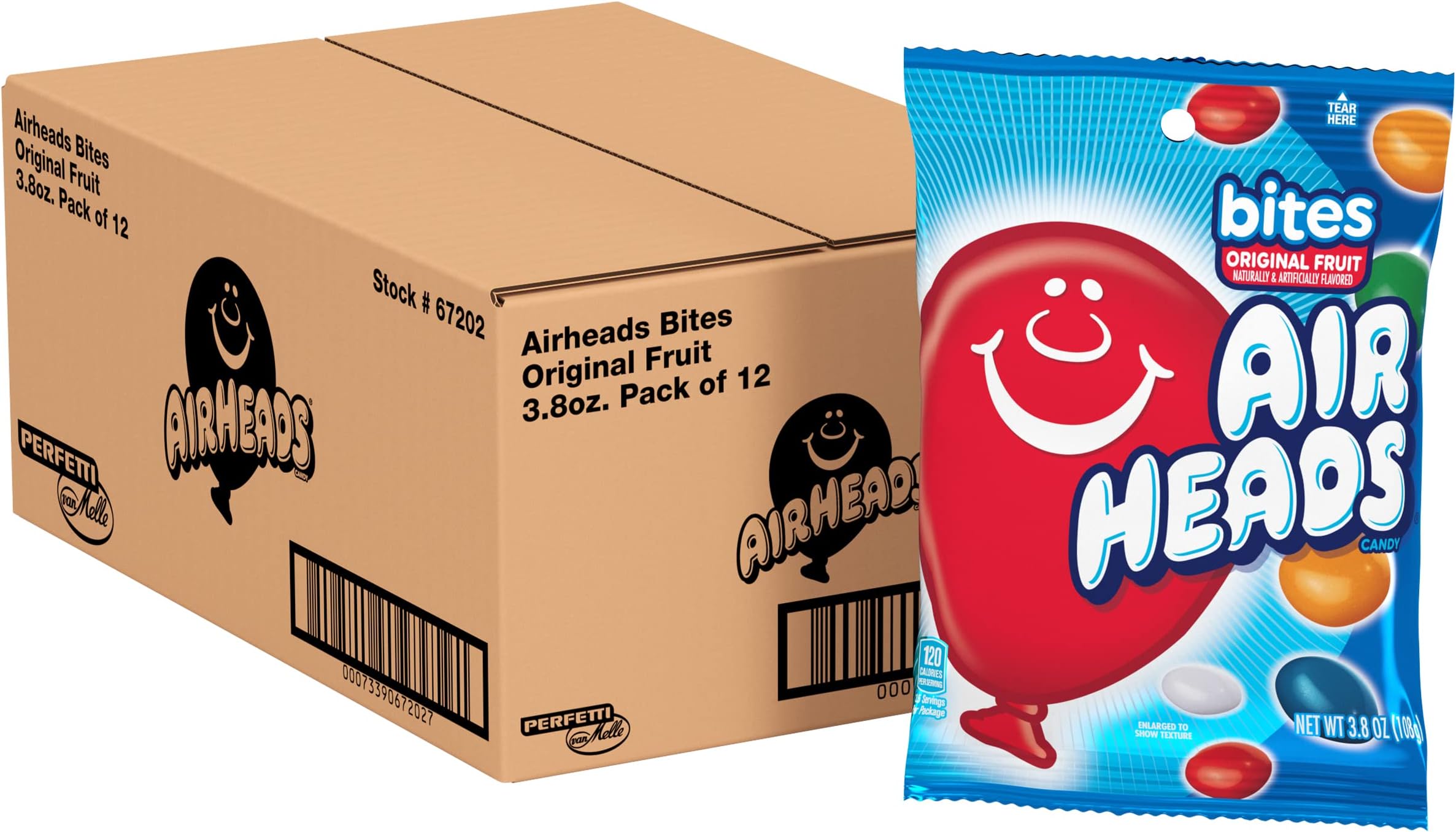 Candy Bites, Individually Wrapped Chewy Candy Bags, Assorted Fruit Flavors Naturally and Artificially Flavored, 3.8 Ounces (12-Pack)