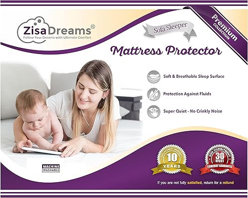Zisa Dreams - Protector de colchón y sofá cama  Seguridad total contra derrames, impermeable, parte superior de algodón 100% jersey de alta calidad,