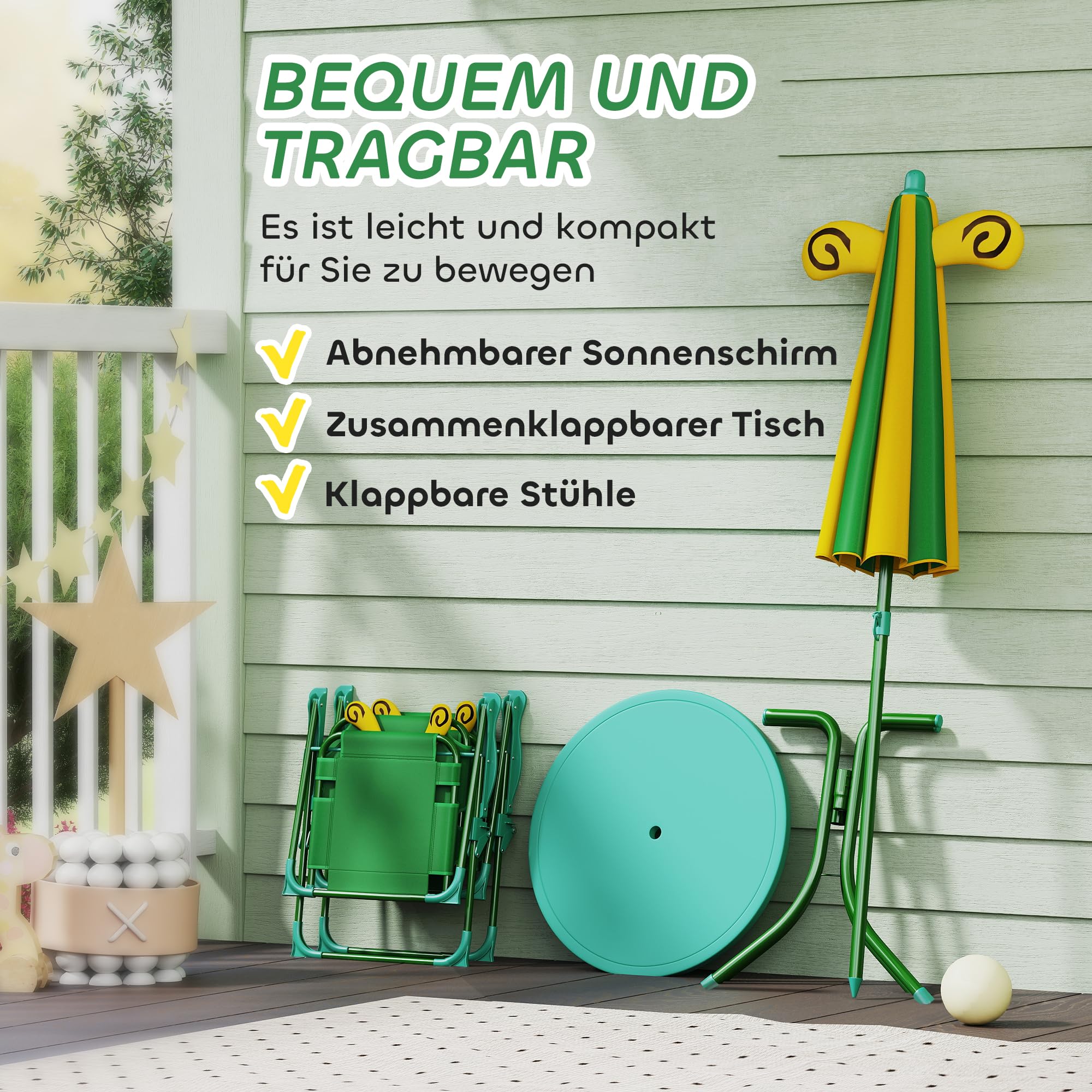 Outsunny 4 TLG. Kindersitzgruppe Garten Gartentisch 2 Klappstühle Outsunny 4 TLG. Kindersitzgruppe Garten Gartentisch 2 Klappstühle