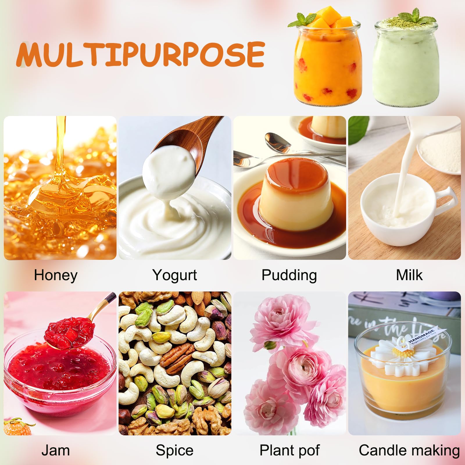 200 ml Vasetti per Yogurt con Coperchio,Confezione da 12 Bicchieri da Dessert Trasparenti In Vetro, Barattoli da Dessert con Coperchio per Gelatina,yogurt,Miele,Mousse,Dessert