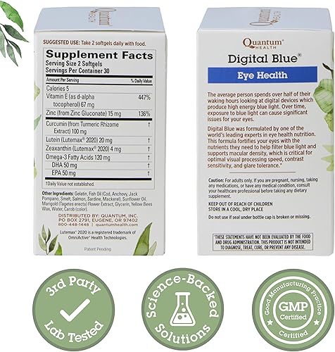 Miniatura 2 de Quantum Health Digital Blue Eye Health, 60 cápsulas blandas