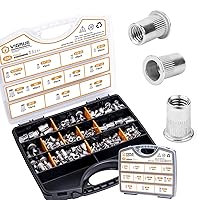 Vista 8 de Surtido de tuercas remachables SAE, VIGRUE 185 piezas #8-32#10-24 1/4"-20 5/16"-18 3/8"-16 304 Tuercas de inserción roscadas de acero inoxidable