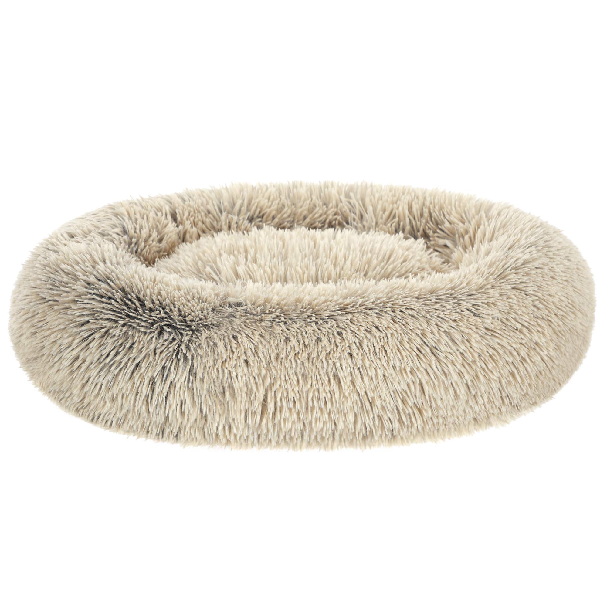 FEANDREA Dog Bed, Donut-Shaped Pet Bed, Soft Plush Surface, with Removable Inner Cushion, Washable, for Dog, Cat, 36 Inches Dia., Khaki UPGW041S01