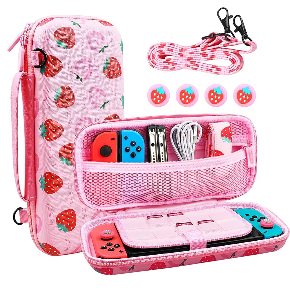 Nintendo Switch ストロベリーケース付き Amazon.com: THRCIFLO Protective Carrying Case Compatible