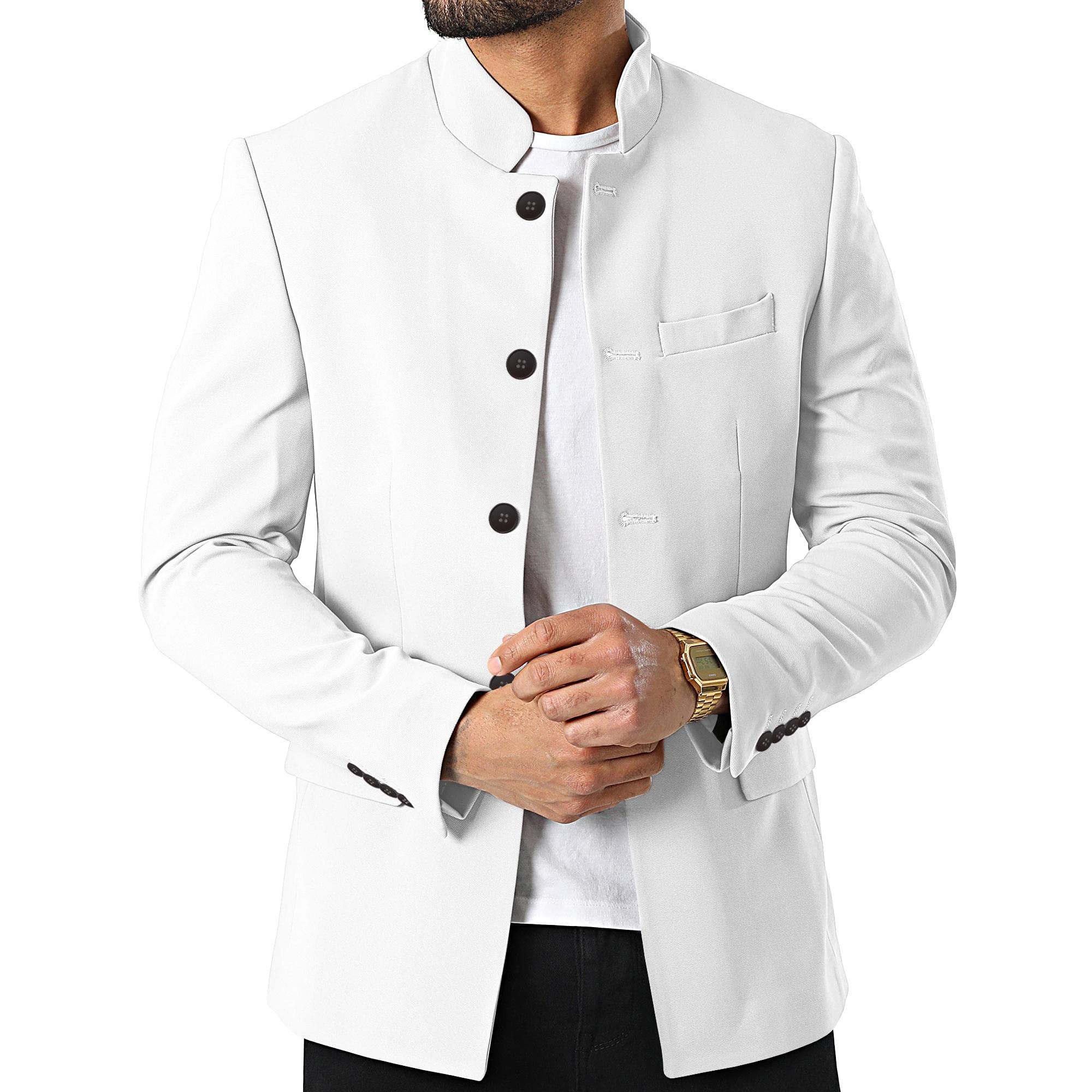 TankaneoMens Casual Suit Blazer Jackets Stand Mandarin Collar Lightweight Lined Business Dress Sport Coats