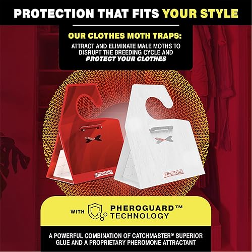 Miniatura 2 de Catchmaster Trampas para polillas de ropa con tecnología de feromonas sin olor extra fuerte de alta calidad, rojo, XL, pegamento extra fuerte