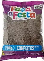 Faça a Festa – Granulado Escuro 500g | Crocante e Sabor Chocolate | Ideal para Decoração e Cobertura de Doces, Bolos e Sobremesas