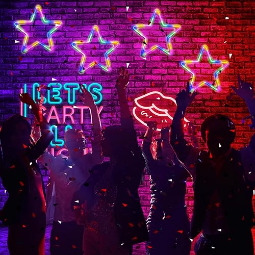 Miniatura 2 de Letrero de neón 4 en 1 con estrella, luces LED de neón para decoración de pared, decoración de habitación, luces de neón para dormitorio, bar,