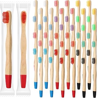 48 Pcs 5.7 Inch Kids Bamboo Toothbrushes Soft Bristle Toothbrush Individually Wrapped Toddler Toothbrush Manual Tooth Brushes for Kids Adults Home Travel Teeth Oral Supplies, 12 Colors