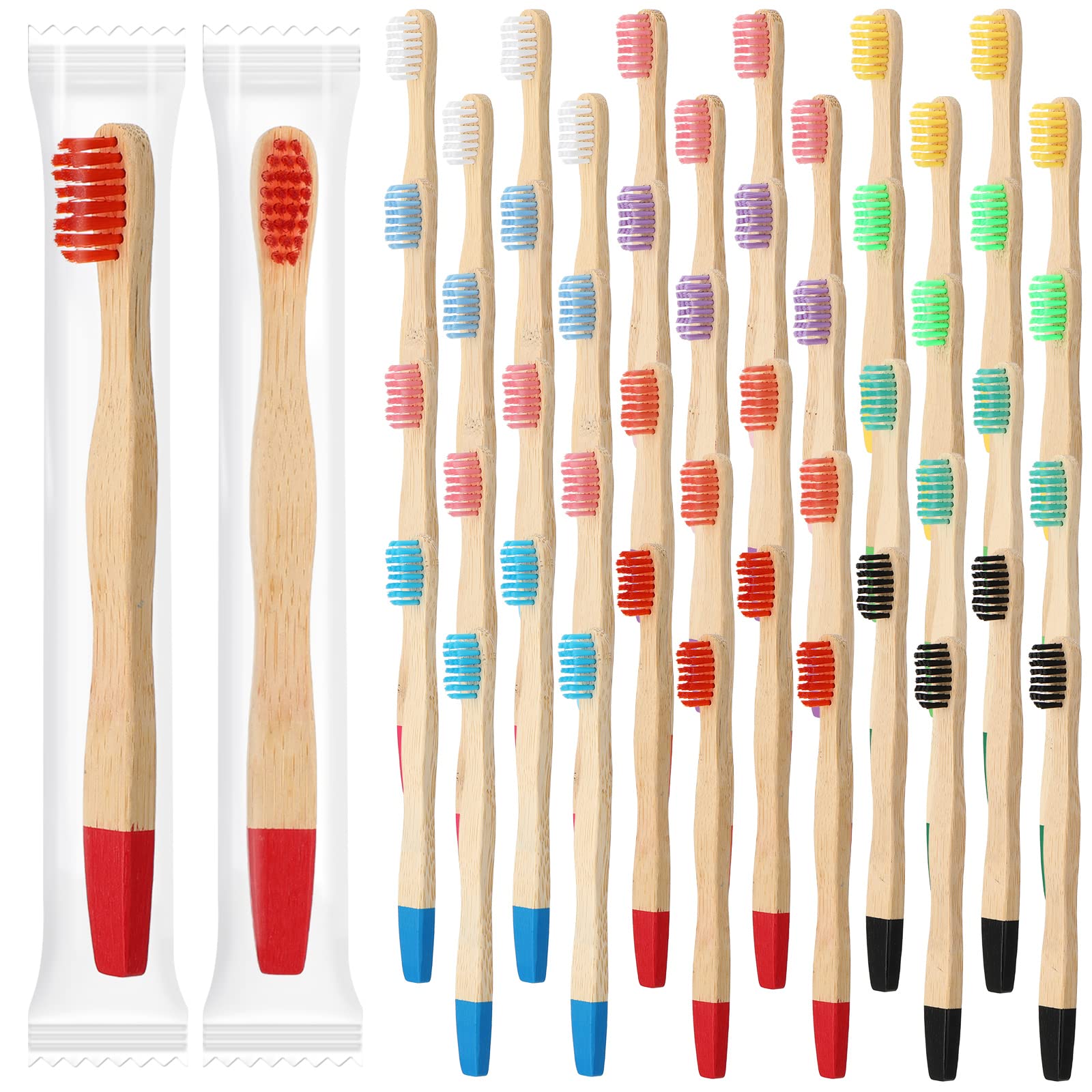 Estune Spazzolini da denti per bambini in bambù con setole morbide, confezionati singolarmente, spazzolini da denti manuali da viaggio, per bambini, adulti, scuola, viaggi, forniture orali da 14 cm