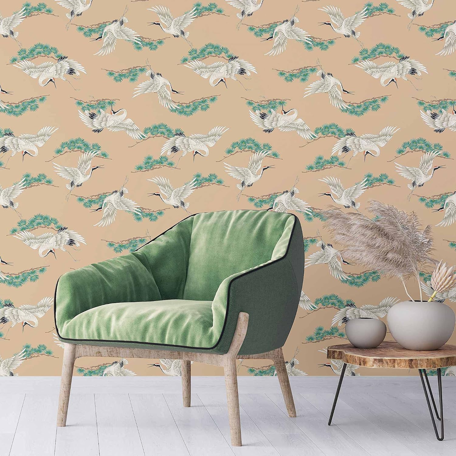 SpeedWallpaper Beige Bird Peel and Stick Removable Wallpaper 6095