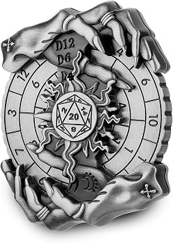 Spinner DND Dice Set, Metallic D&D Dice, Magic Hand Roulette Dice Spinner for DND Dice Set, D&D Gifts with Gift Box, Christmas Birthday Gifts, Role Playing Game Board Game Accessories, Silver