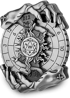 DND Radwürfel Spinner, Fingerspitzen Gyro, 7-in-1 Magie Hand Metallische D&D Würfel, Magie Hand Roulette Würfel Spinner für DND Würfelset, D&D Geschenke mit Box, Rollenspiel Brettspiel Zubehör, Silber