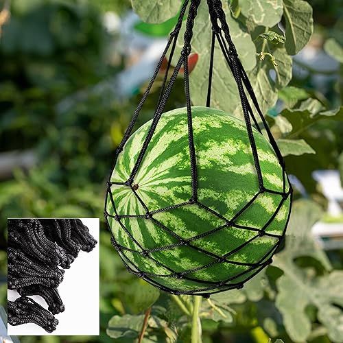 Miniatura 5 de Paquete de 10 hamacas de melón con redes de sandía, hamaca de melón para enrejado de alta resistencia, perfecta para cultivar melón negro