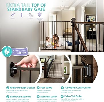 Regalo Safety 36 Extra Tall Baby Gate for Top of Stairs & Dooways
