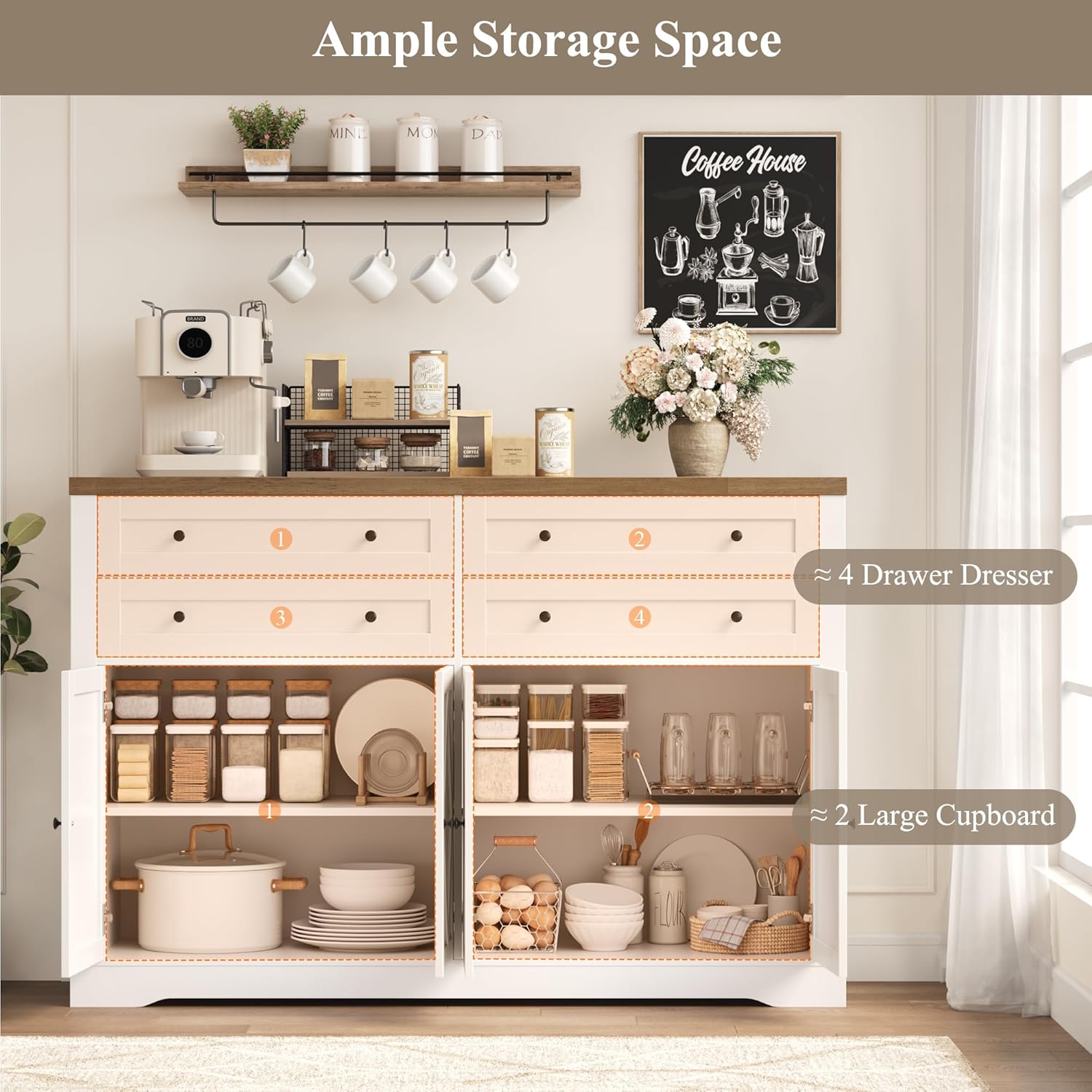 Interior storage view of the HOSTACK Buffet Cabinet