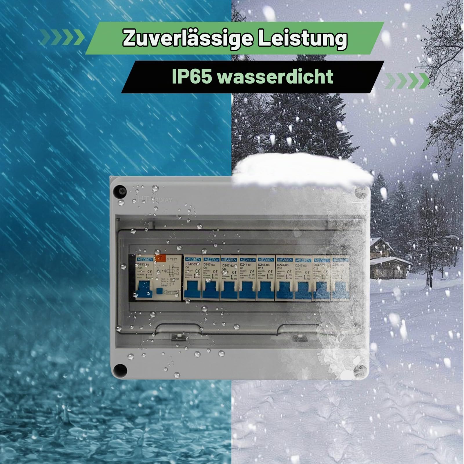 Sicherungskasten 9-Wege, 63-A-Wasserdichte Sicherungskasten Mit Ip65-Schutz