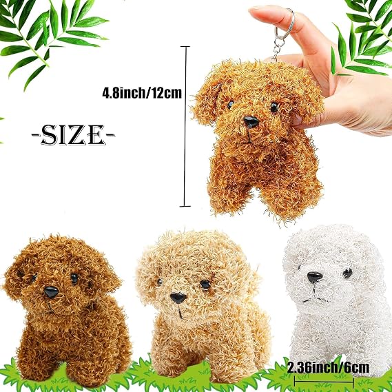 Anboor 3PCS 4.8 Puppy Dog Plush Stuffed Animal Mini Squishies Keychain