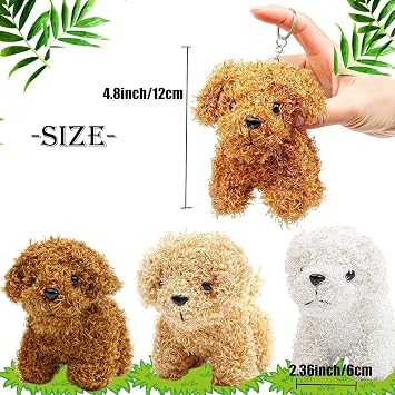 Anboor 3PCS 4.8 Puppy Dog Plush Stuffed Animal Mini Squishies Keychain