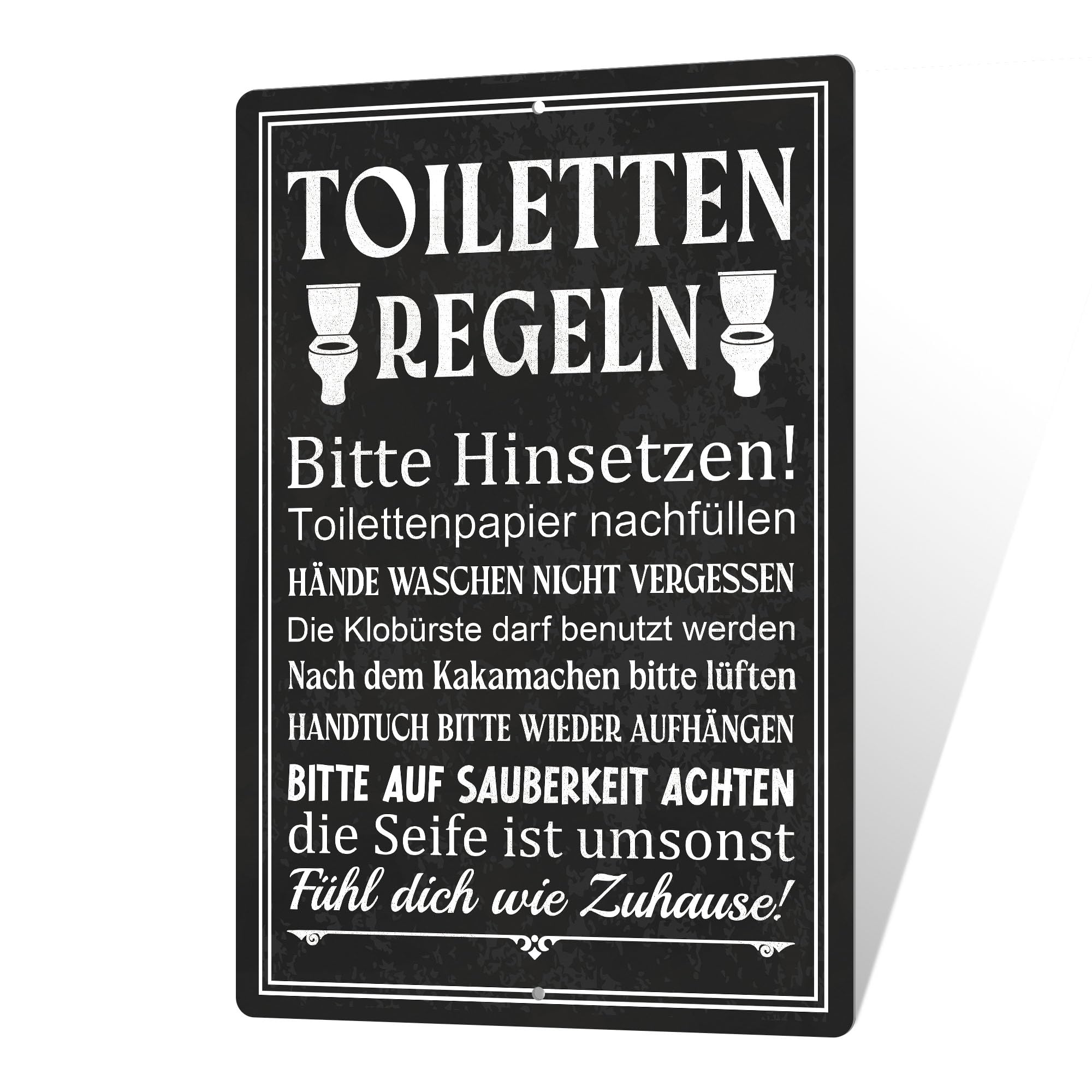Putuo Decor Targa Da Parete Per WC Con Regole | Cartello Vintage In Metallo | Decorazione Umoristica Per Bagno, Casa, Ristorante E Ufficio - copertina
