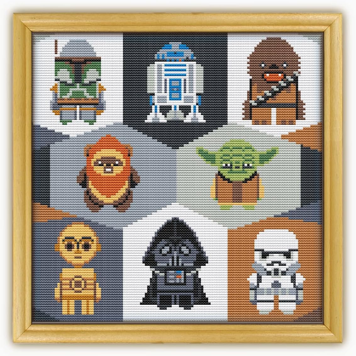 Space Icons CS518-1 - Counted Cross Stitch KIT#2. Set of Threads, Needles, AIDA Fabric, Needle Threader, Embroidery Clippers and Printed Color Pattern Inside.