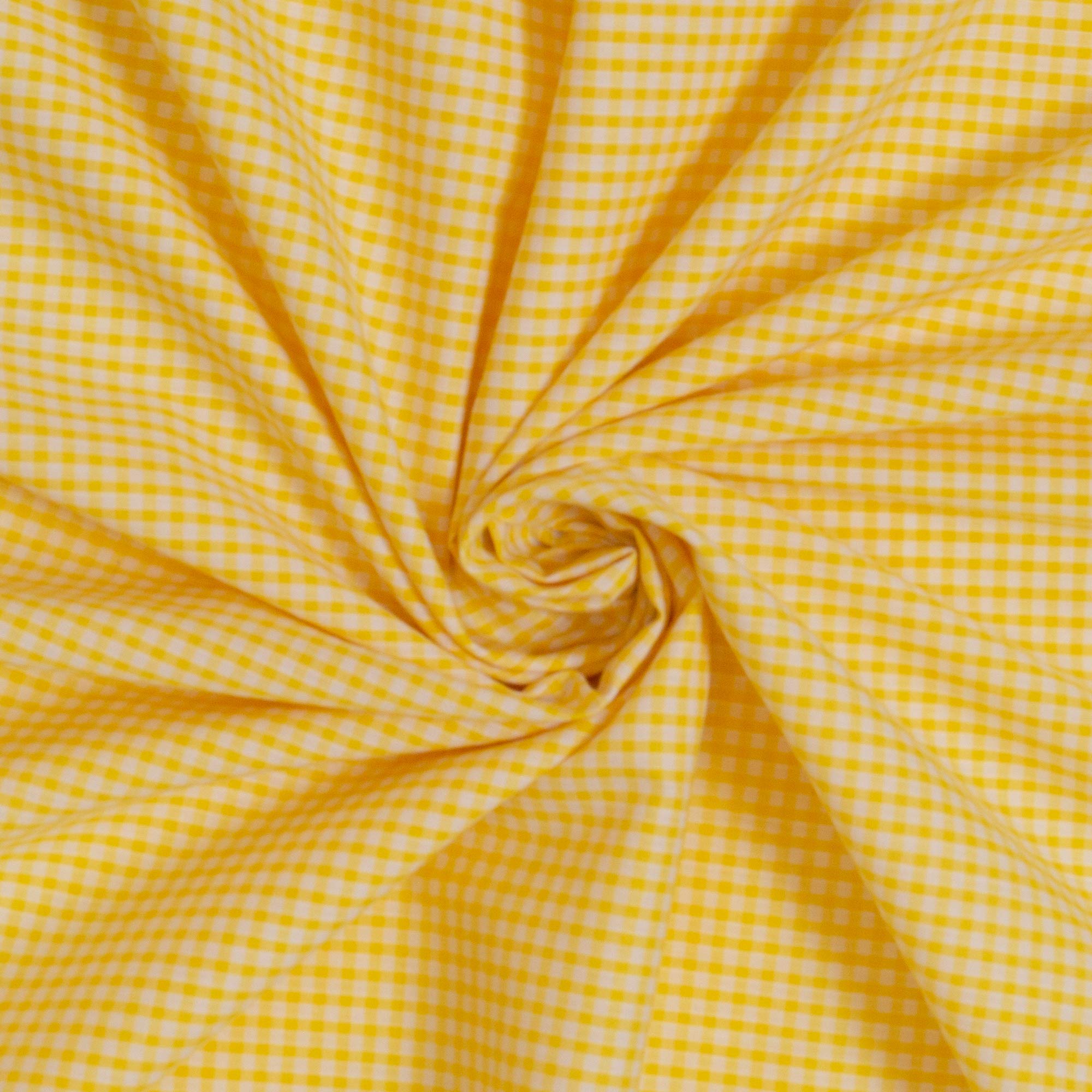 Yellow Gingham Polycotton Fabric by The Meter 1/8 Inch Check 114cm 45 Inch Wide