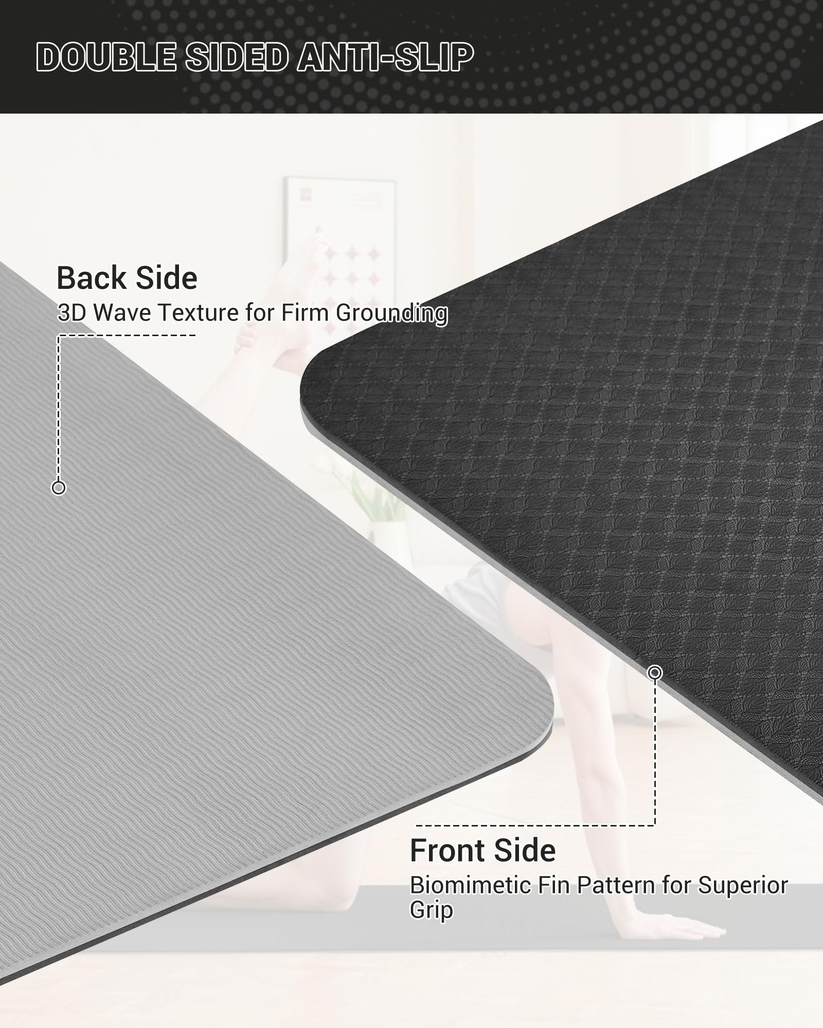 Good Nite Tappetino da ginnastica, yoga, fitness, antiscivolo, per allenamento, sport, turn, pilates, con tracolla, 183 x 61 x 0,6 cm