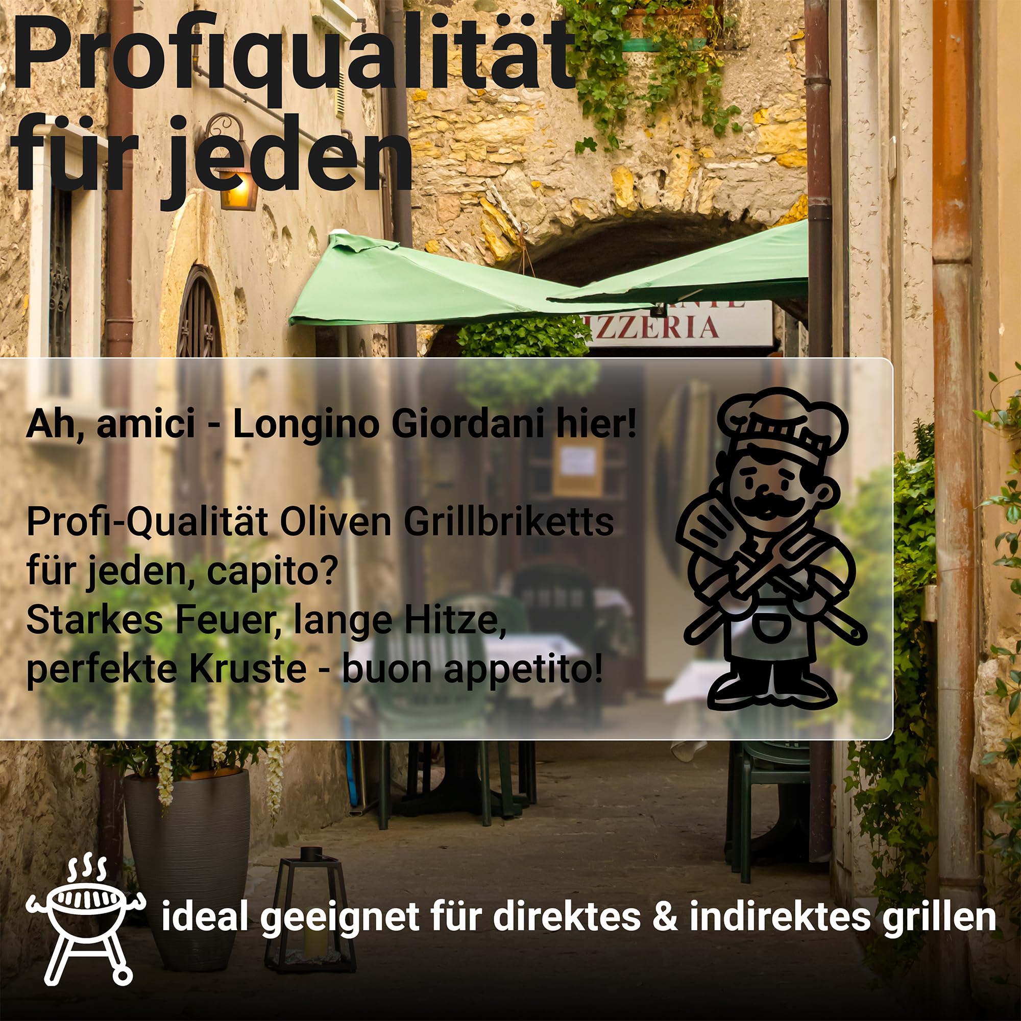 Long Glow® Grillbriketts 27 kg Oliven Premium Briketts - bis 4h Brenn- & Glutdauer - nachhaltige Grillkohle mit hoher Hitze für Grill, Smoker, Pizzaofen & Dutch Oven | 9 x 3 kg | Energie Kienbacher