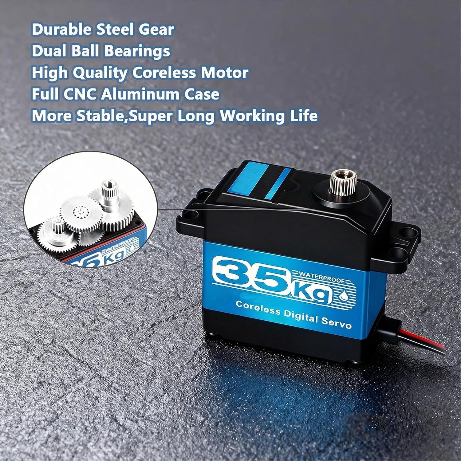 2-Pack 35kg high Torque Coreless Motor servo Metal Gear Digital and Stainless Steel Gear servo arduino servo for Robotic DIY,RC car (Control Angle 270°)