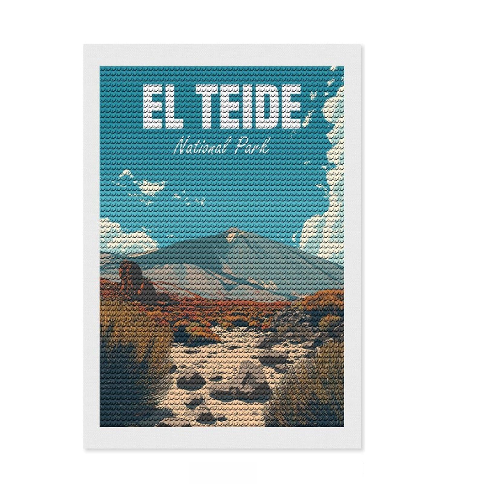 Junmoney El Teide National Park Diamond Painting Set 8"x12", for Craft Lovers, Farmhouse Decor, Pleasing Wall Art Project, Christmas Gift