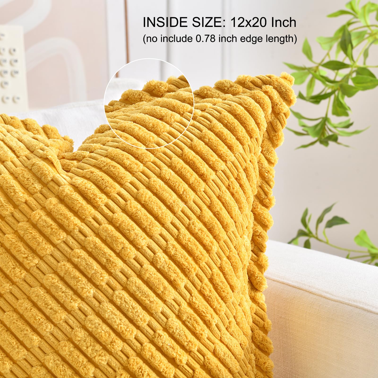 LRartdeco Sofa Pillow Covers Corduroy Cushion Covers 30x50 cm Decorative Soft Throw Pillow Cover Square Pillowcase for Sofa Livingroom Chair Bedroom with Invisible Zipper - Image 2