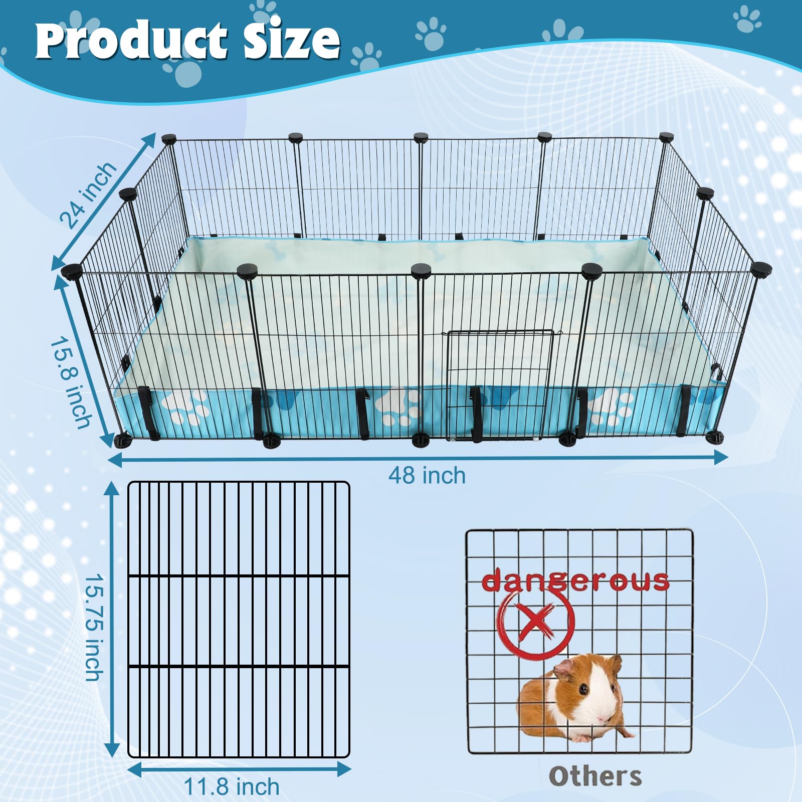 Fhtonge Large Guinea Pig Cage With Bottom Trap Sq Desertcart