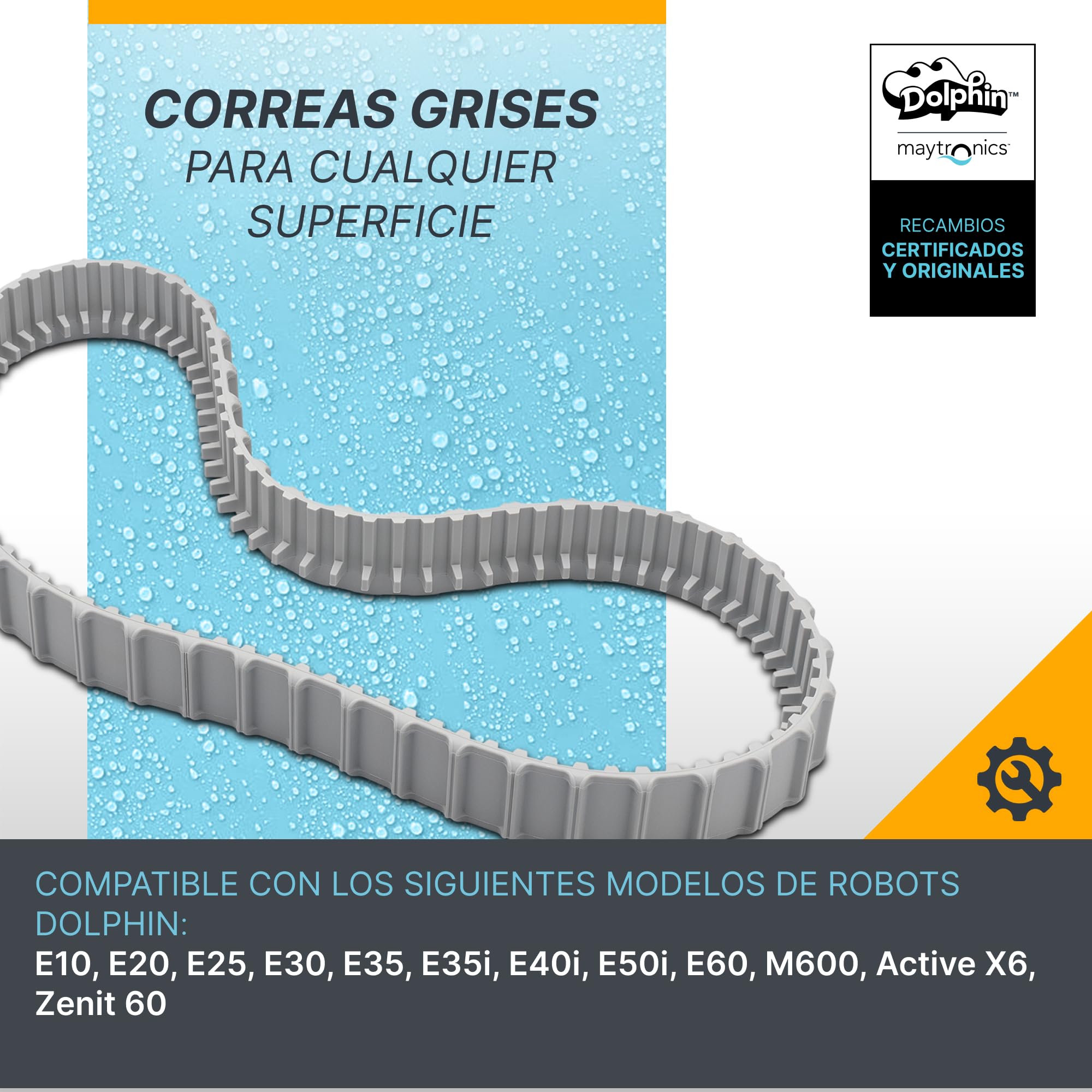 Dolphin Piezas de Recambio Originales - Correas Grises (2 ud) - Referencia Maytronics: 9983152-R2