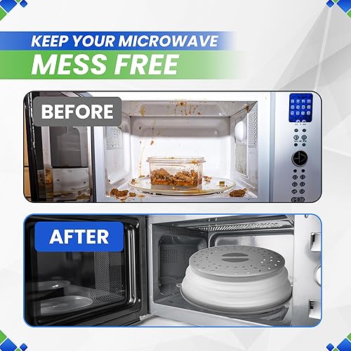 Miniatura 4 de Cubierta para salpicaduras de microondas de 10.5 pulgadas, cubierta plegable de silicona para microondas para salpicaduras de alimentos, cubre el