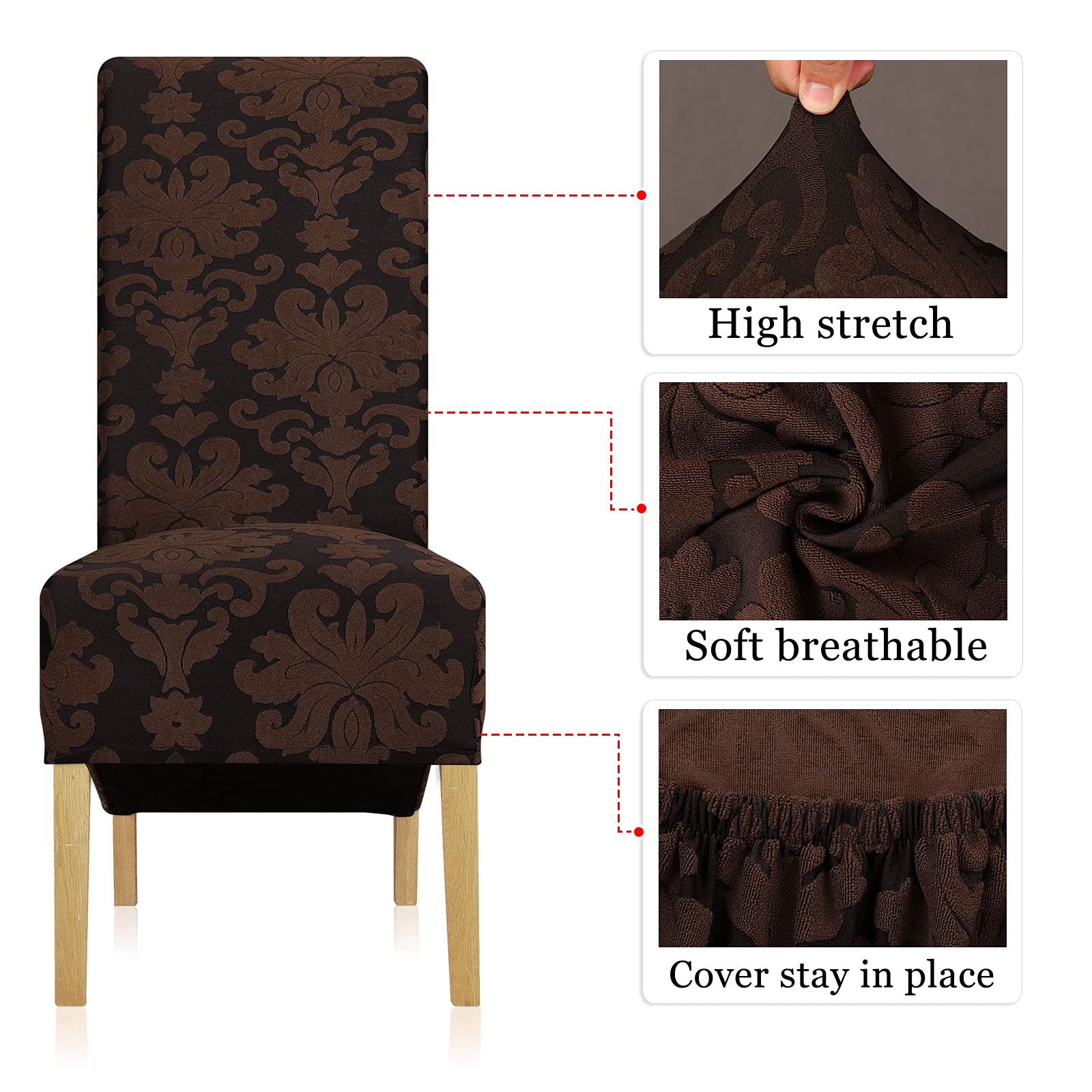 Leorate High Back Chair Covers Set of 6 - Image 4