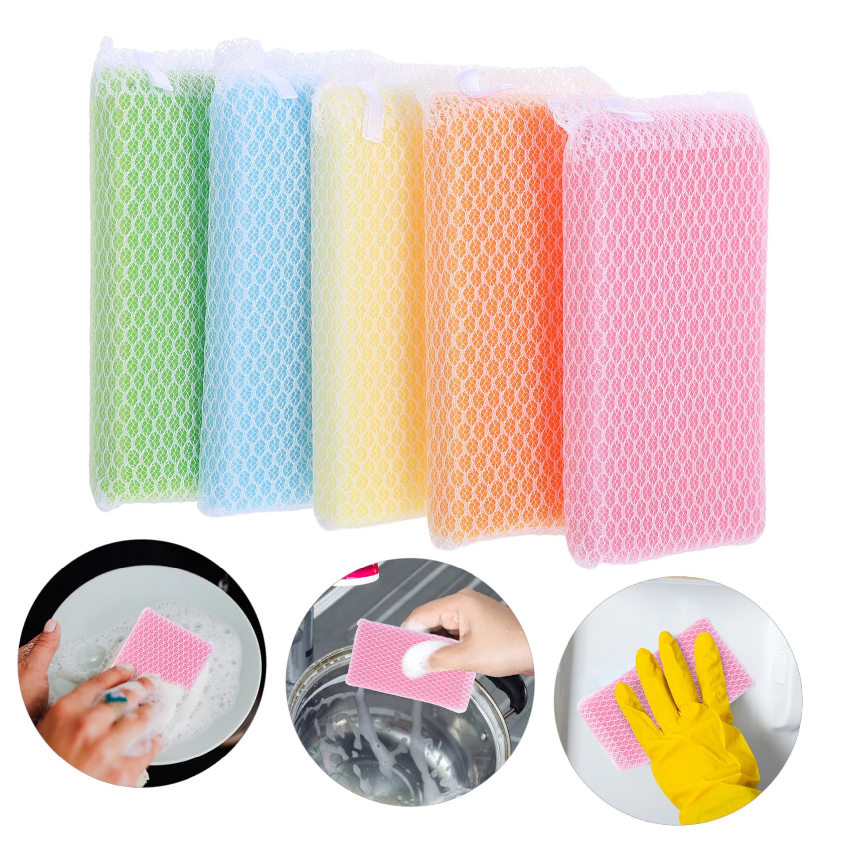 TOYANDONA 30 Pezzi Spugne da Cucina per Lavapiatti Impugnatura Ergonomica in Nylon, ad Alta Densità e Resistenti allo Sporco la Pulizia della Cucina Colore Casuale
